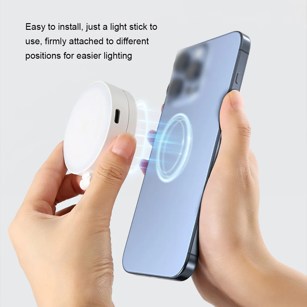 Luz magnética para Selfie para maquillaje, soporte para teléfono, luz de relleno portátil, 5 modos de brillo ajustable para iPhone XIAOMI HUAWEI SAMSUNG - imagen 5