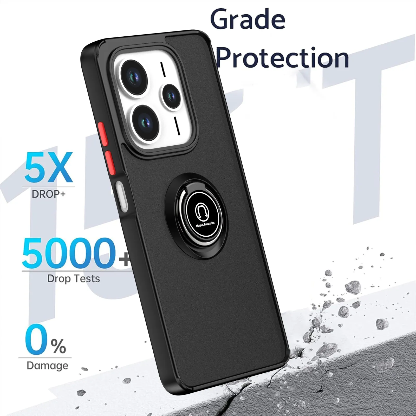 Para Xiaomi Redmi Note 14 5G protección de cámara soporte de anillo magnético cubierta de teléfono funda de armadura a prueba de golpes de alta calidad - imagen 5