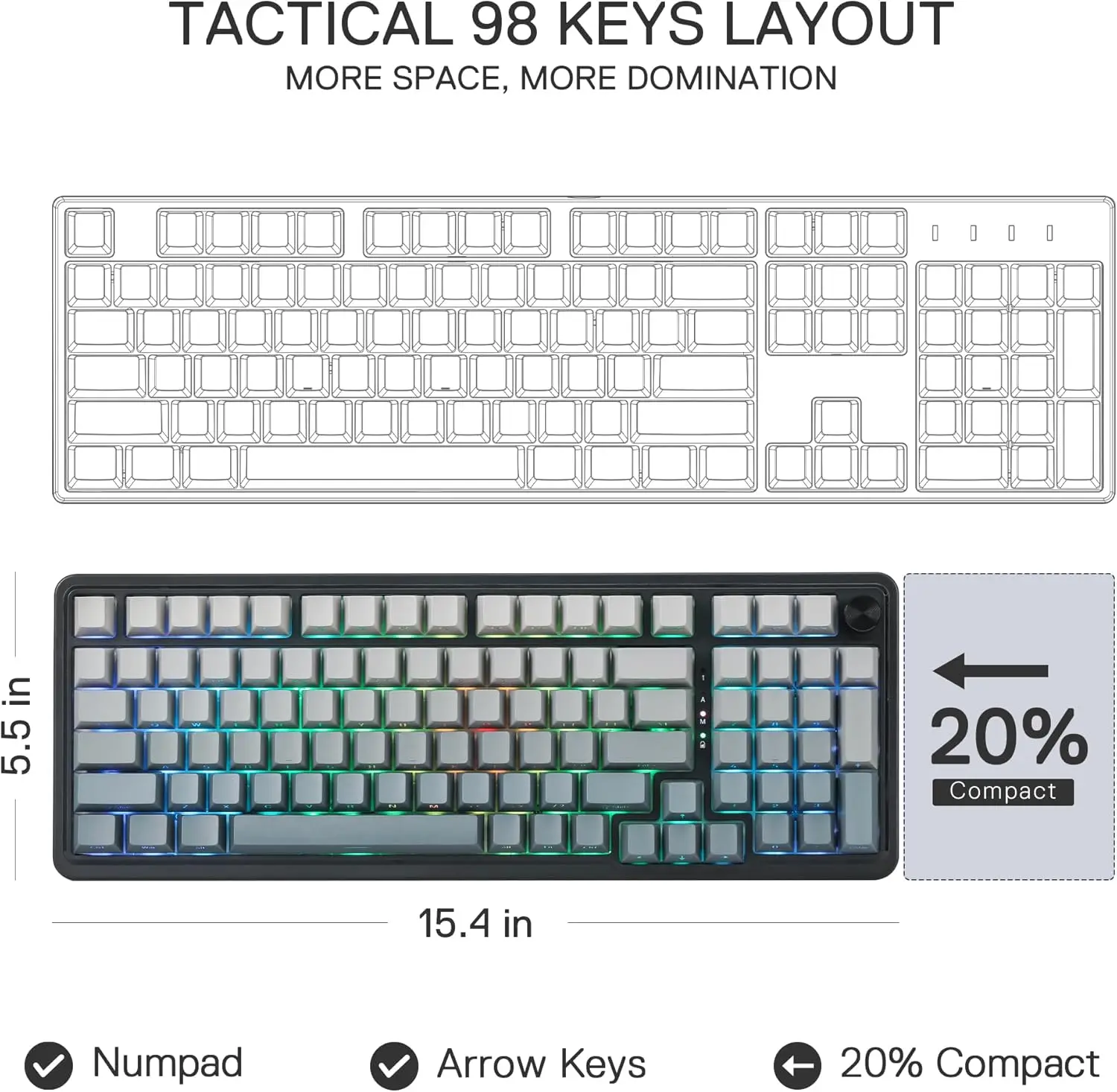 Redragon K686 PRO 98 teclas junta inalámbrica RGB Gaming 3 modos PBT Teclado mecánico intercambiable en caliente con enchufe RGB orientado al sur - imagen 4