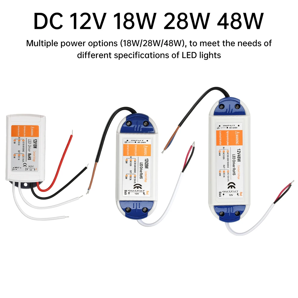 Controlador LED AC 90-240V a DC 12V 18W 28W 48W adaptador de fuente de alimentación tira de LED transformador de iluminación protección contra cortocircuitos - imagen 2