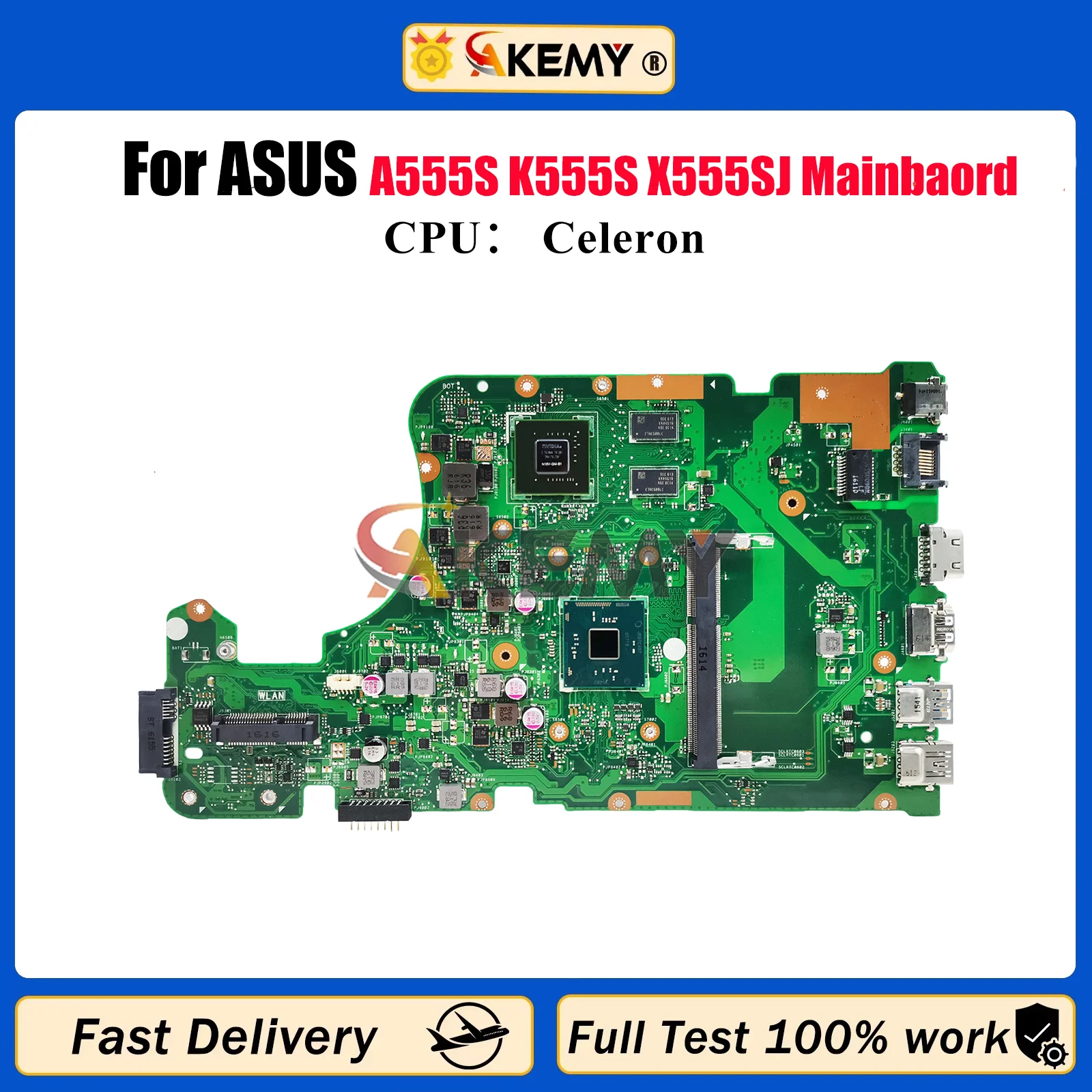 Placa base para ordenador portátil X555SJ para ASUS VivoBook X555S A555S K555S X555SJ placa base para portátil con CPU Celeron 100% pruebas OK envío rápido