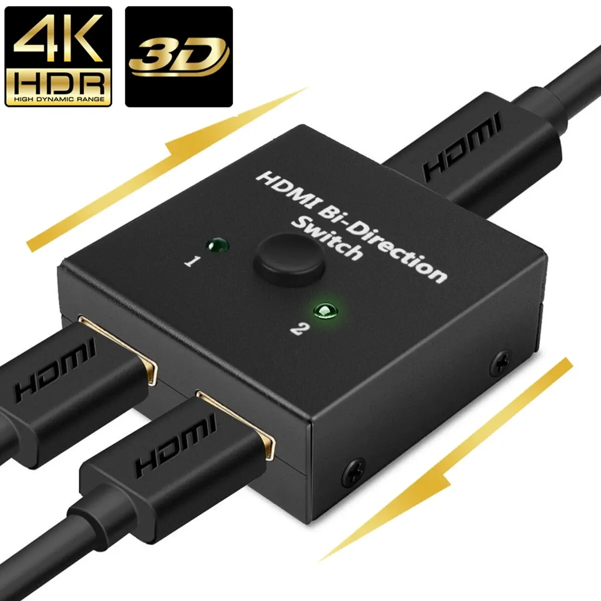Interruptor de 2,0 NIERBO 2 puertos HDMI 4K 60Hz 2x1 1x2 Bi Directional Switcher UHD 4K x 2K 3D HD 2 Entrada 1 Salida Divisor