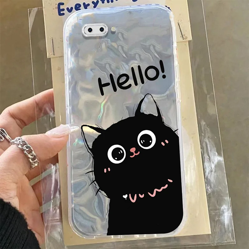 Funda de gato negro de flores para OPPO A5, A5S, A3S, A12E, A12, A7, A53S, 4G, A33, A53, A9, 2020 - imagen 3