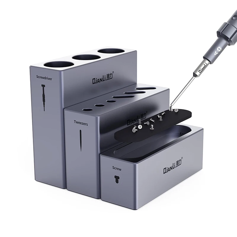 QIANLI iCube caja de almacenamiento Modular aleación de aluminio reparación de teléfonos móviles pinzas destornillador tornillo piezas colección organizador - imagen 3