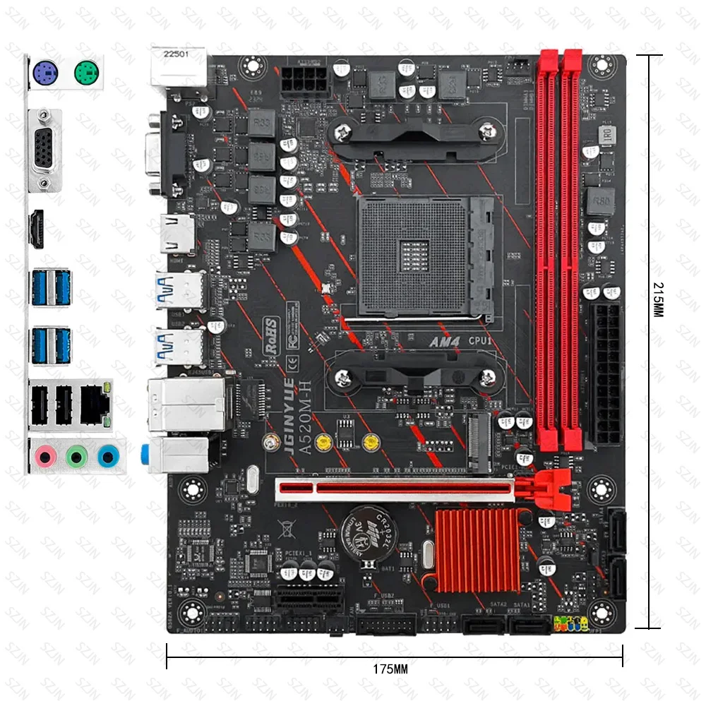 Kit de placa base JGINYUE A520M AM4 Ryzen con procesador DDR4 3200MHz compatible con M.2 NVME RAM DDR4 de doble canal WIN11 - imagen 5