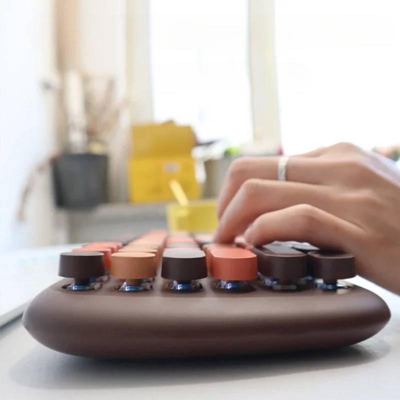 MiFuny-teclado mecánico Retro con cable, 87 teclas, retroiluminación RGB, tecla redonda, bonito teclado para juegos de oficina para PC, portátil - imagen 2