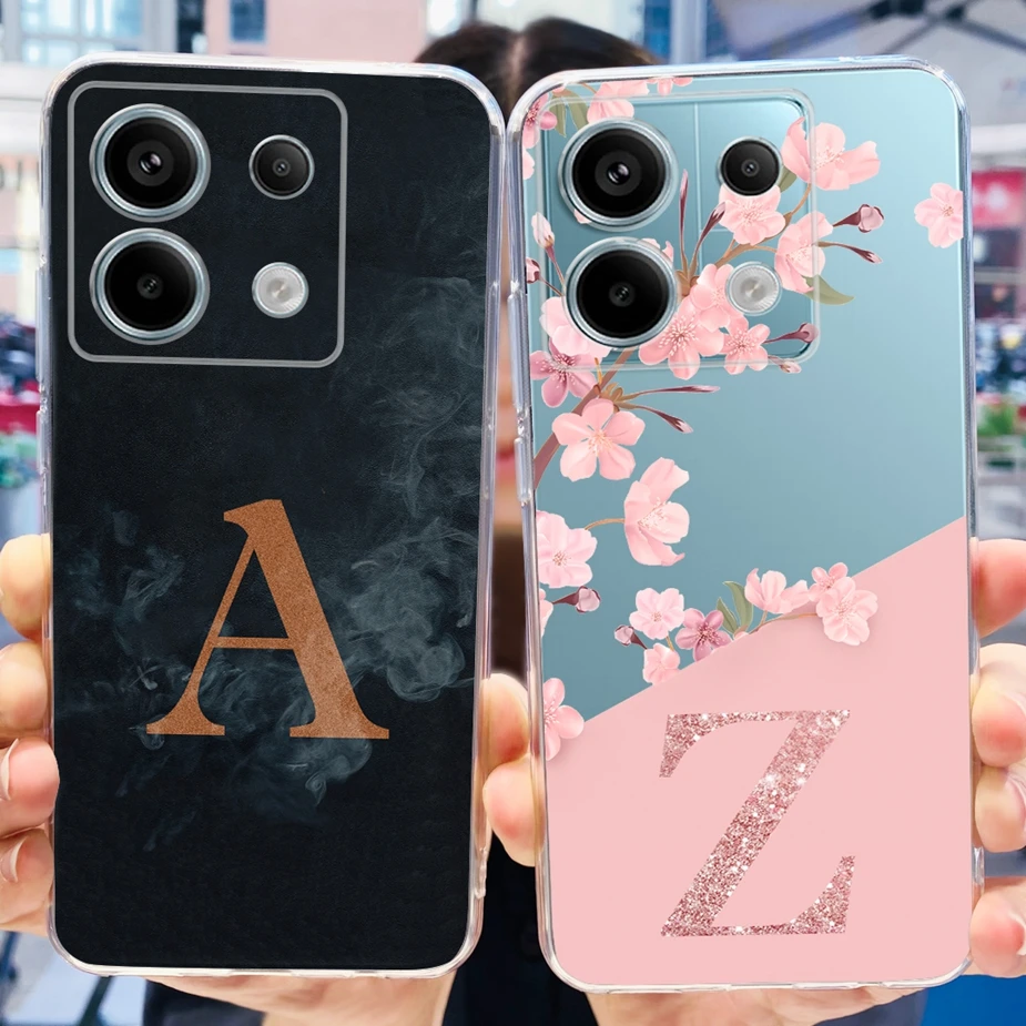 Funda de silicona transparente para teléfono Xiaomi Poco X6 Pro, carcasa suave con letras, 5G