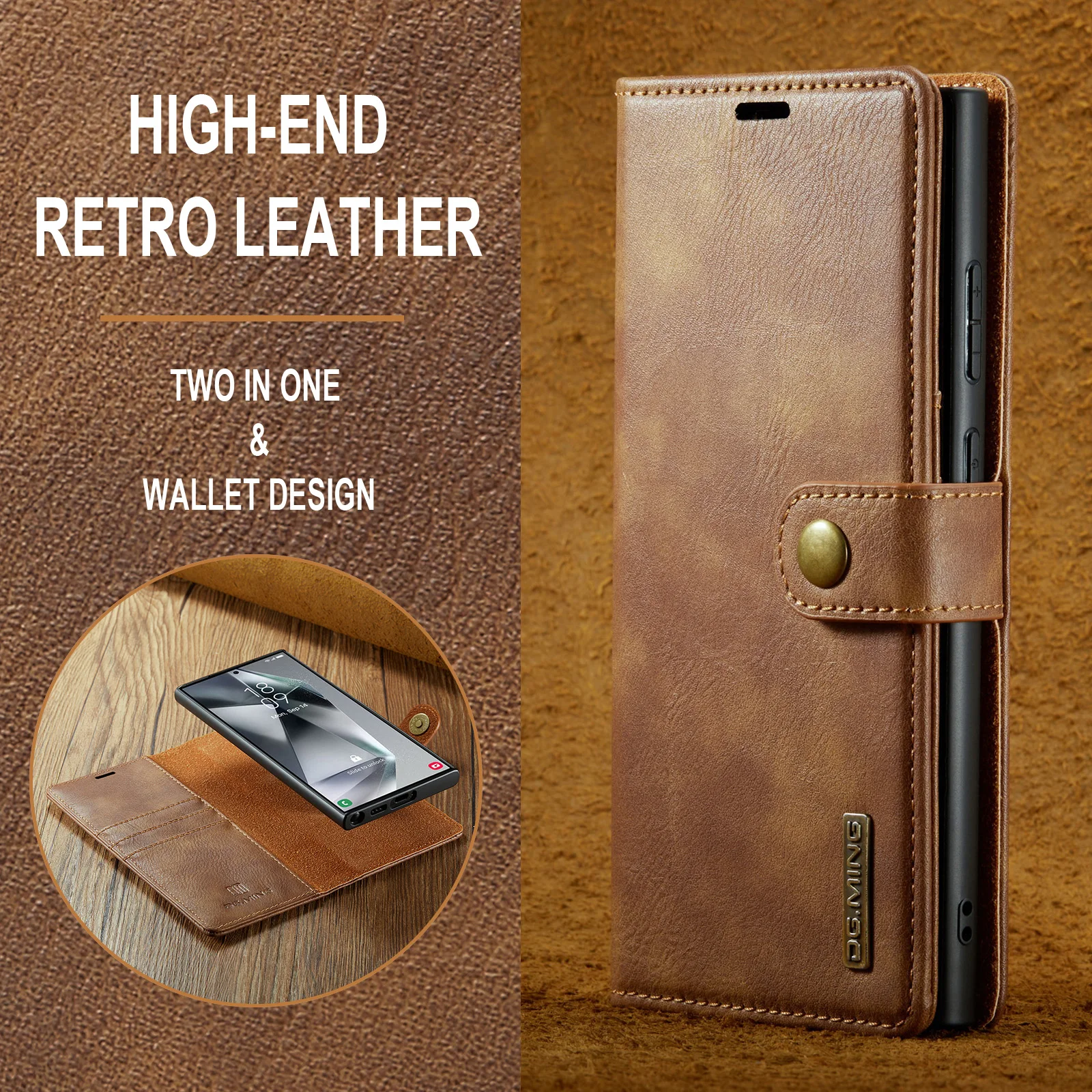 Funda de teléfono tipo billetera de cuero con tapa magnética para Samsung Galaxy S25 Edge S24 S23 Ultra S22 S21 S20 FE S10 S9 S8 Plus, funda a prueba de golpes - imagen 2