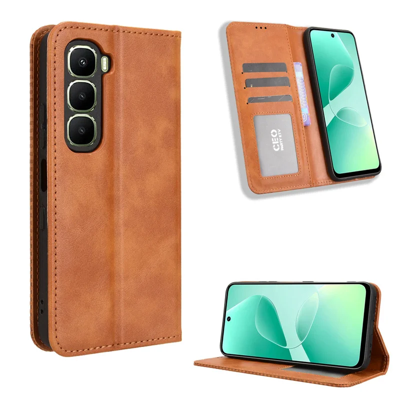 Para Infinix Hot 60 Pro Plus funda con tapa de libro Retro de cuero para Infinix Hot 60i 50i cartera magnética con ranura para tarjetas bolsas para teléfono