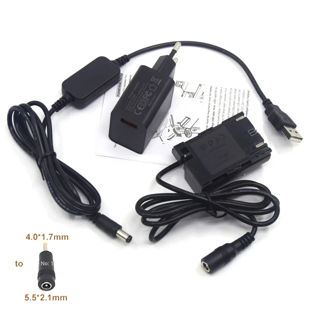 DR-E6 LP-E6 LP-E6N batería simulada + banco de energía 5V adaptador de Cable USB + cargador para Canon EOS 60D 70D 5D2 6D 7D 5D Mark II III 5D3 5DSr - imagen 3