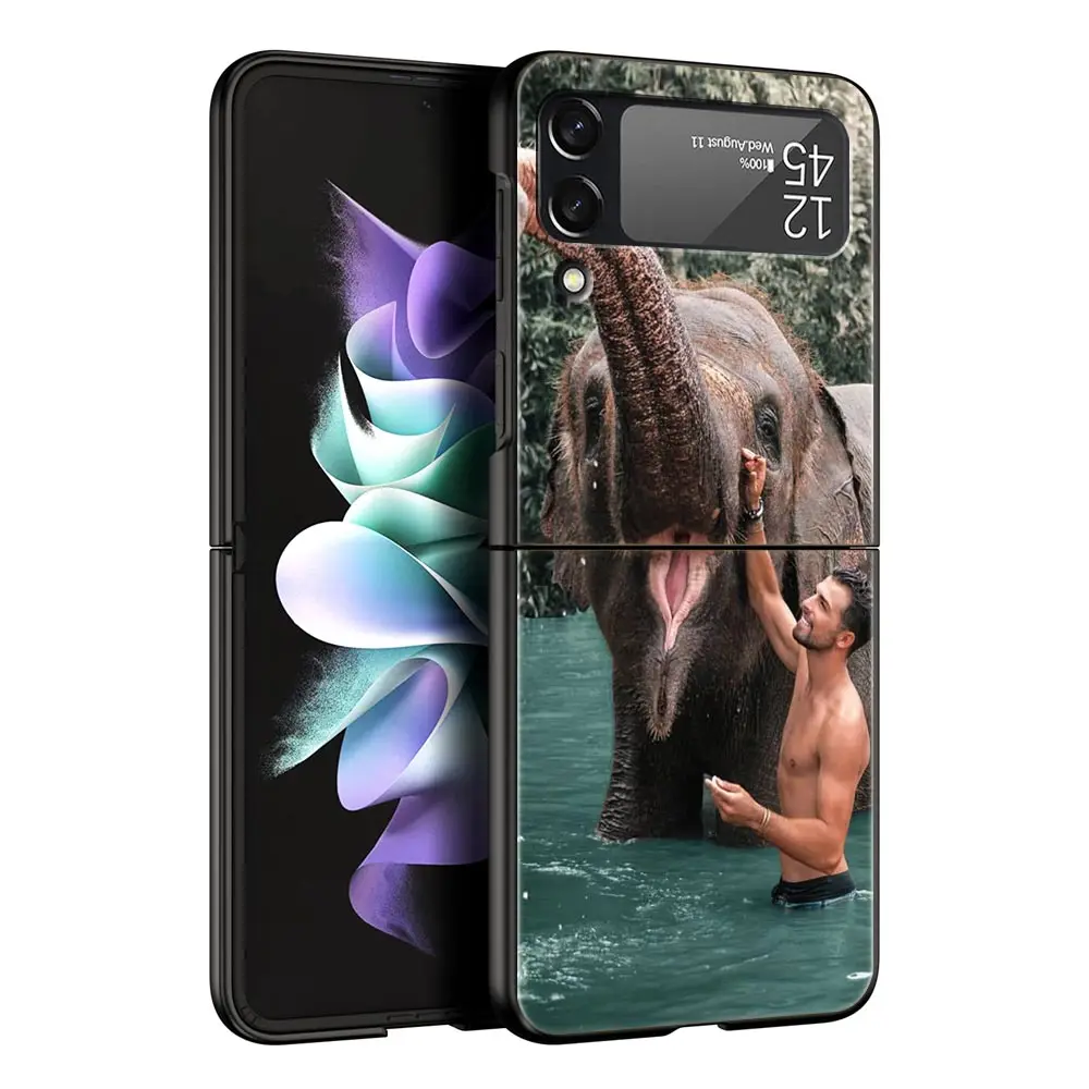 Funda de teléfono creativa de elefante Animal para Samsung Z Flip3 Flip4 Flip5, carcasa para Z Flip 3 Flip 5 4 5G, cubierta plegable dura negra - imagen 3