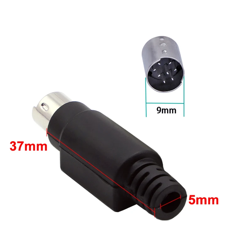 5 uds PLC conector macho de 8 pines MD8 Mini Din adaptador de enchufe macho de 8 pines para Cables de soldadura DIY MD8 S Terminal negro - imagen 2