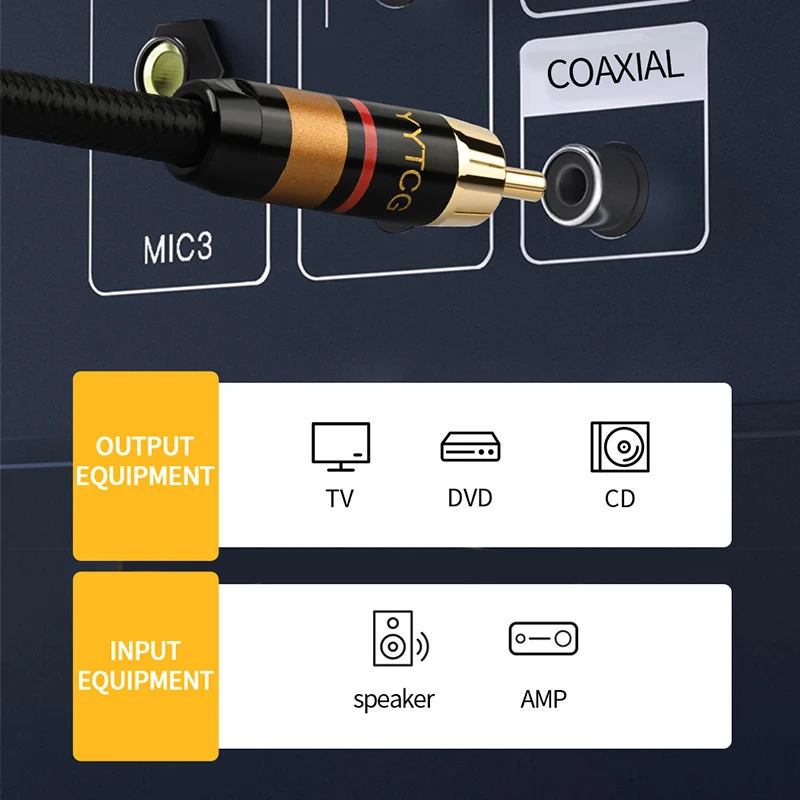 Cable Coaxial de Audio Digital HiFi, Audio estéreo de alta gama de 75Ω, Rca a Rca macho, Cable Coaxial SPDIF para proyector DVD, altavoz de TV - imagen 4