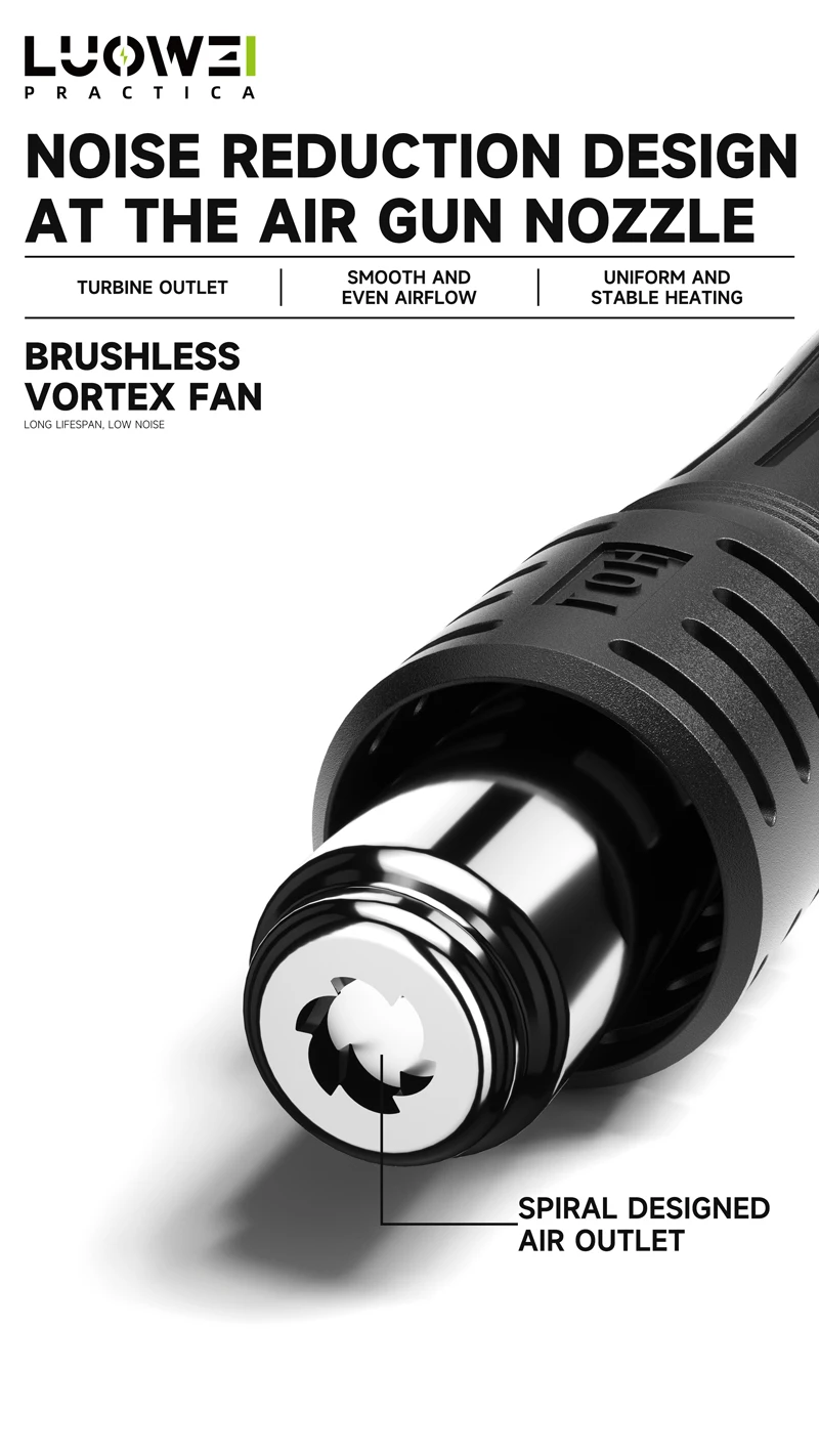 LUOWEI HG-01 Pistola de aire caliente 800W Estación de soldadura de retrabajo BGA Estación de pistola de aire de calor de soldadura 220V / 110V - imagen 3