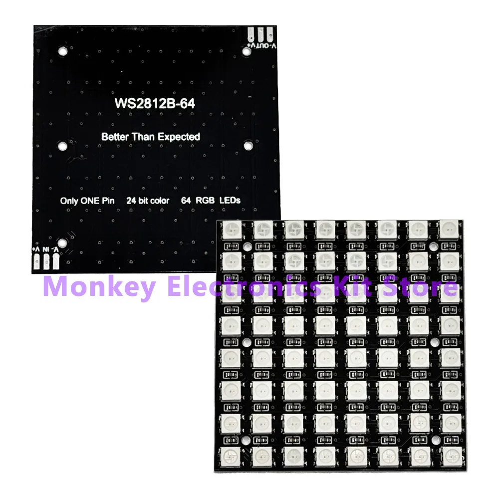 1 Uds WS2812B-64 LED 24 bits color 64RGB LED 8cm * 8cm solo un pin Moudle