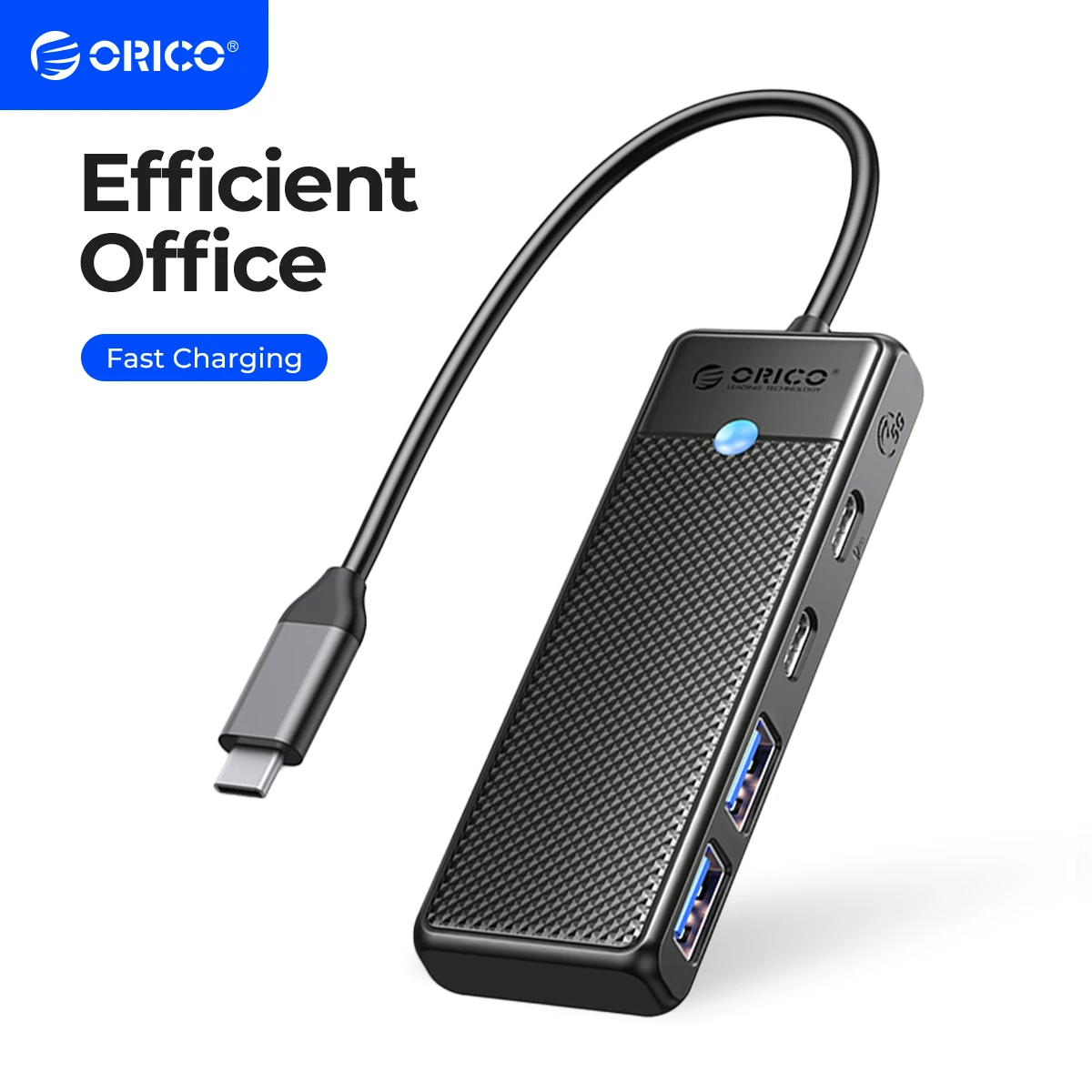 ORICO-Adaptador de concentrador USB 3,0, puerto de carga PD100W, 5Gbps, concentrador de transmisión de alta velocidad