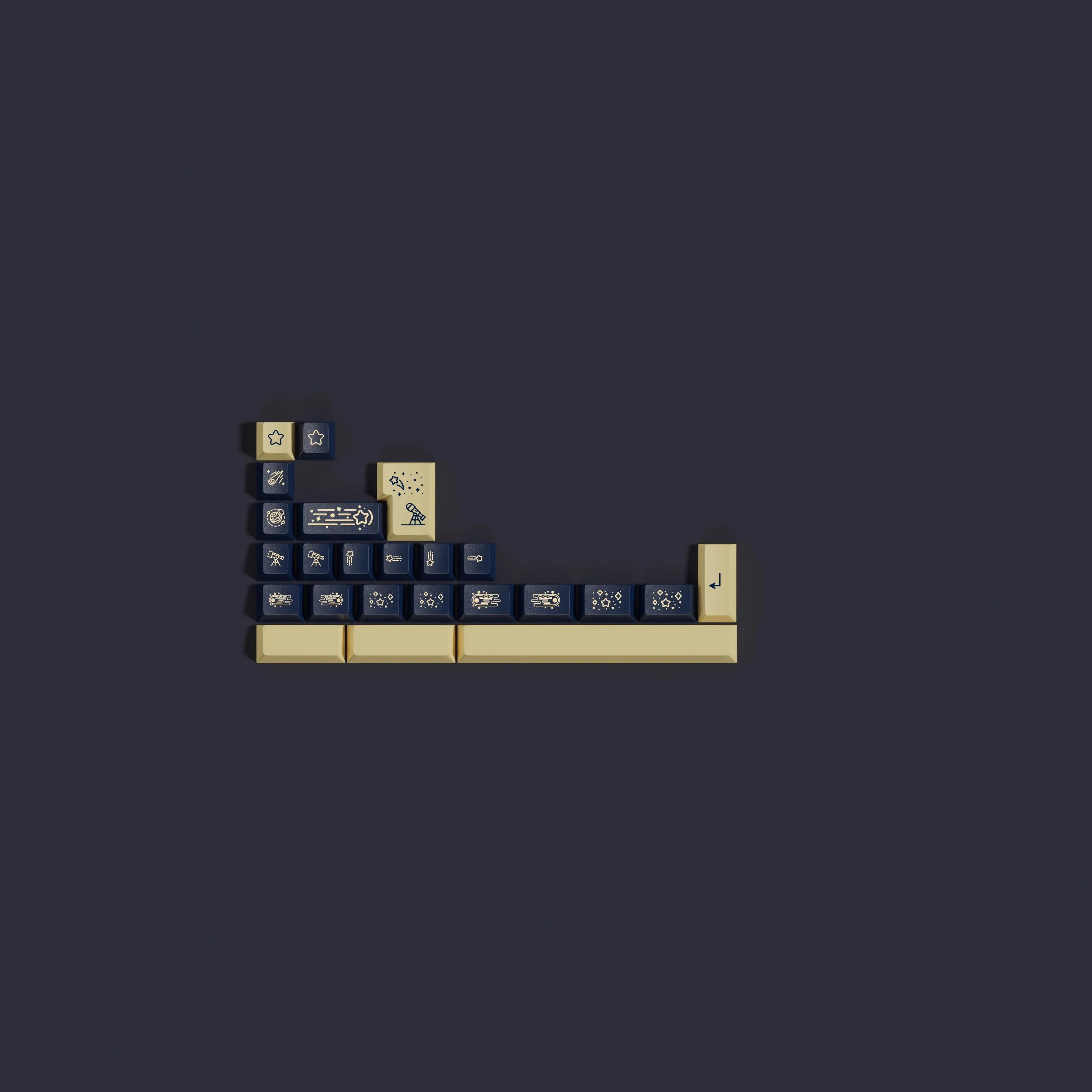 GMK-Juego de teclas Stargaze PBT, teclas de subcama, perfil de cereza, teclado de interruptor MX, 7U Barra espaciadora dividida, doble B - imagen 3