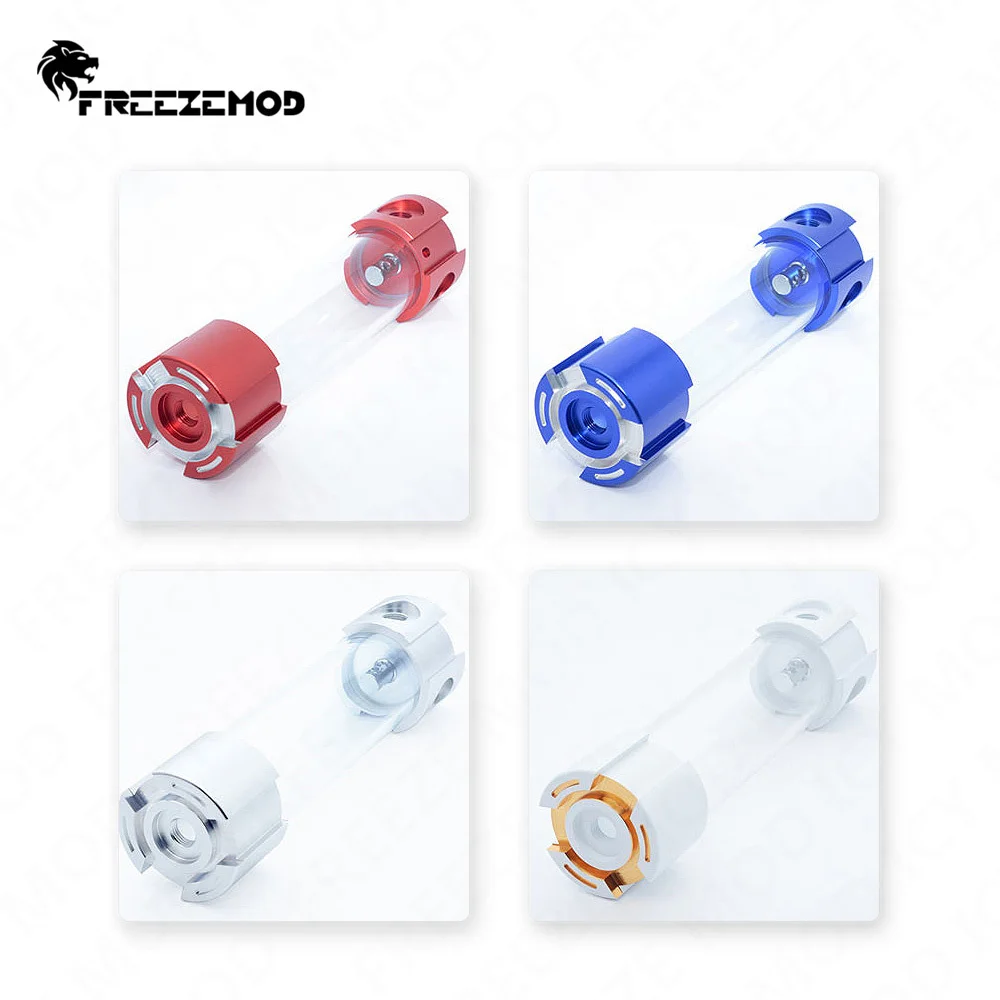 FREEZEMOD-depósito cilíndrico de 50mm, cubierta de Metal, tanque de agua colorido, 12/17/22/27/32CM, extractor de burbujas incorporado, YSX-5DC - imagen 4