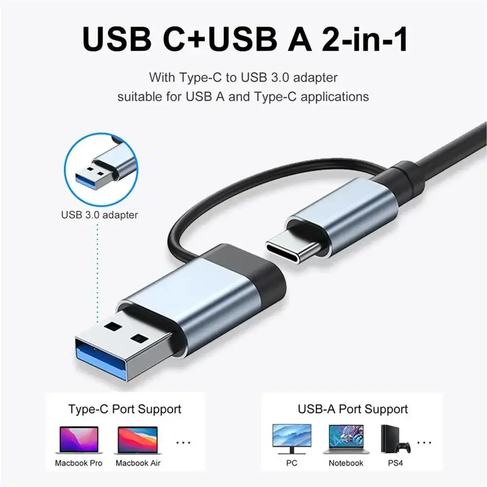 Estación de acoplamiento HUB USB tipo C 8 en 1 con adaptador de conector de Audio de 3,5mm lector de tarjetas Micro SD TF portátiles tableta convertidor de disco de teléfono - imagen 3