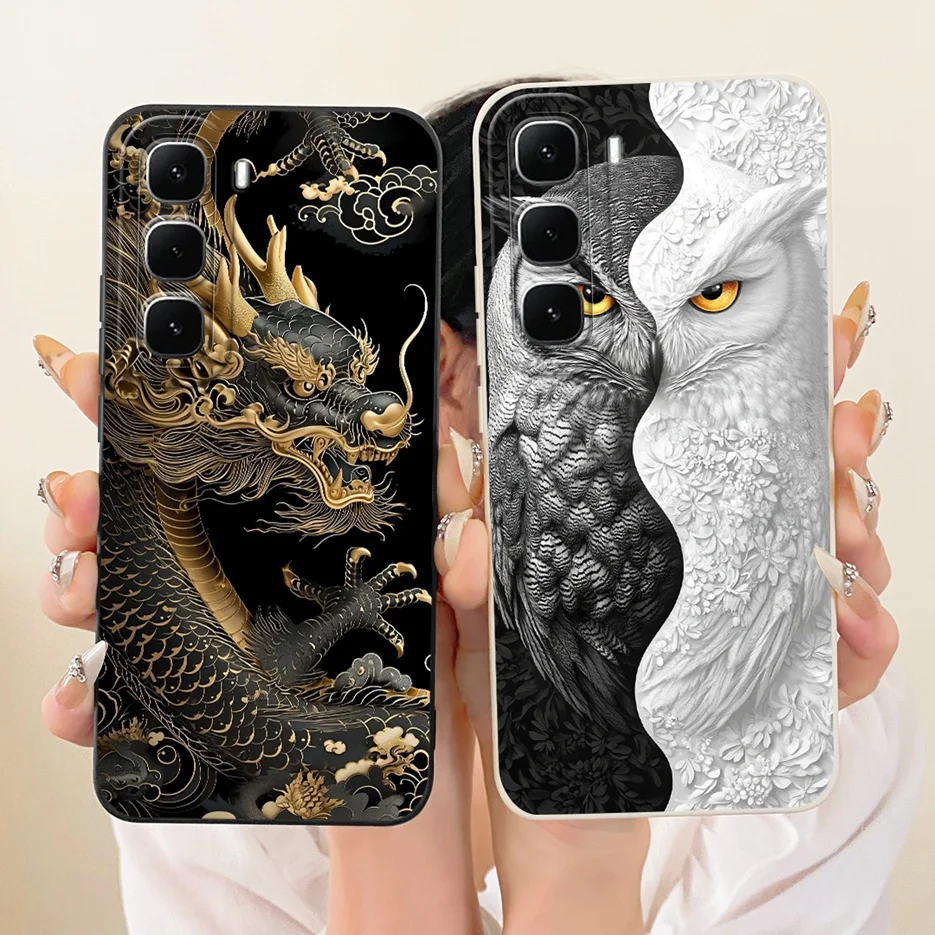 Para Infinix Hot 60 funda caliente 60i 4G Cool Owl Dragon cubierta pintada suave TPU funda de teléfono para Infinix Hot 60 Pro Plus Hot60 i 4G bolsas - imagen 4
