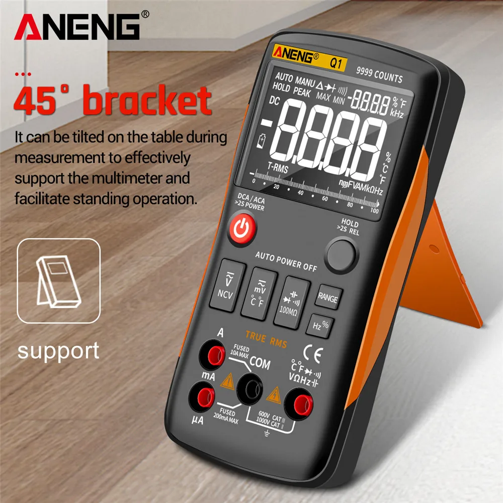 Probador multímetro inteligente ANENG Q1 pantalla Digital alta precisión profesional valores eficaces verdaderos 9999 recuentos herramientas de electricista de rango automático - imagen 3