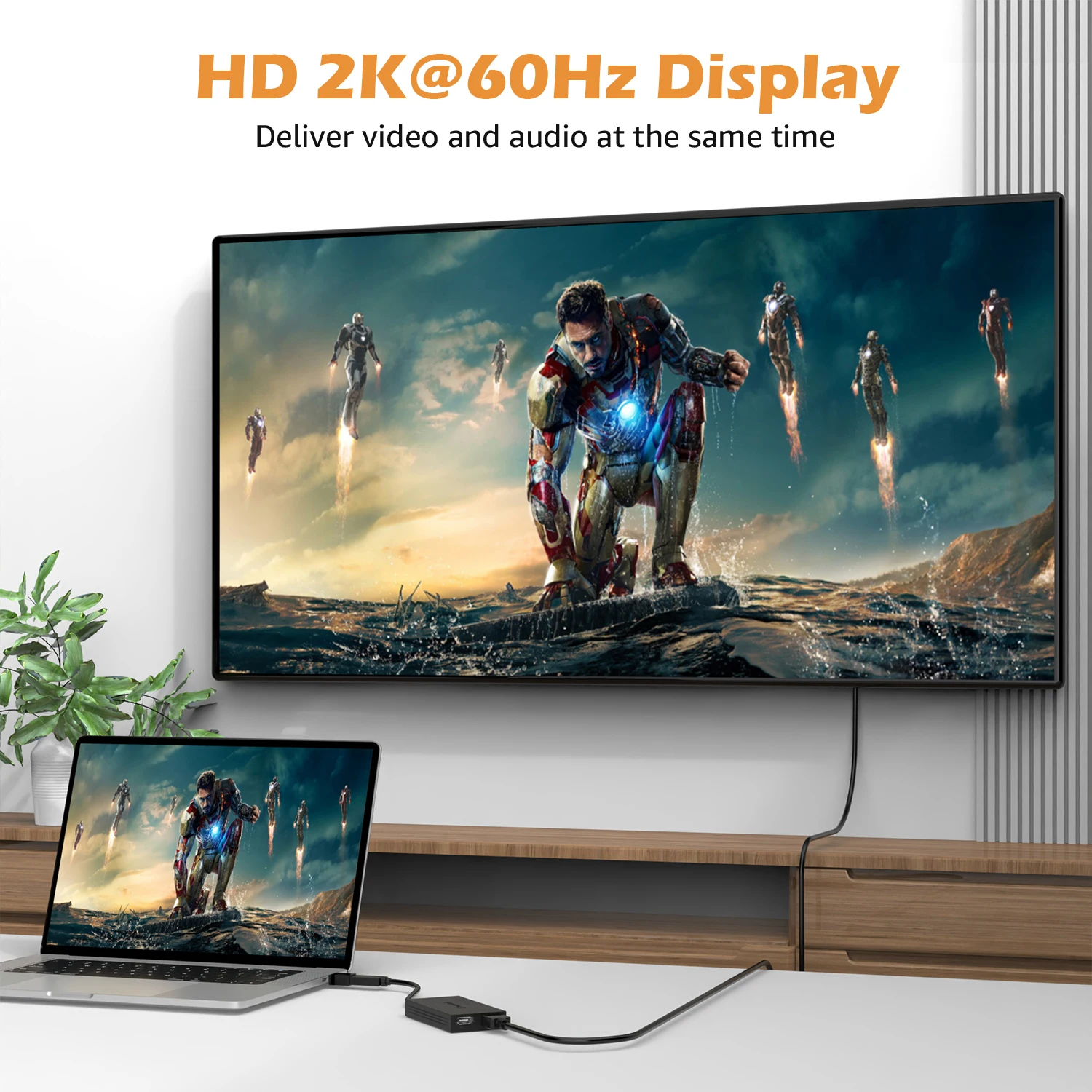 WAVLINK USB 3,1/USB C a adaptador gráfico HDMI Dual 2K/4K @ 60Hz salida de pantalla tipo C a puertos HDMI para Windows/MAC M1 M2 M3 - imagen 3