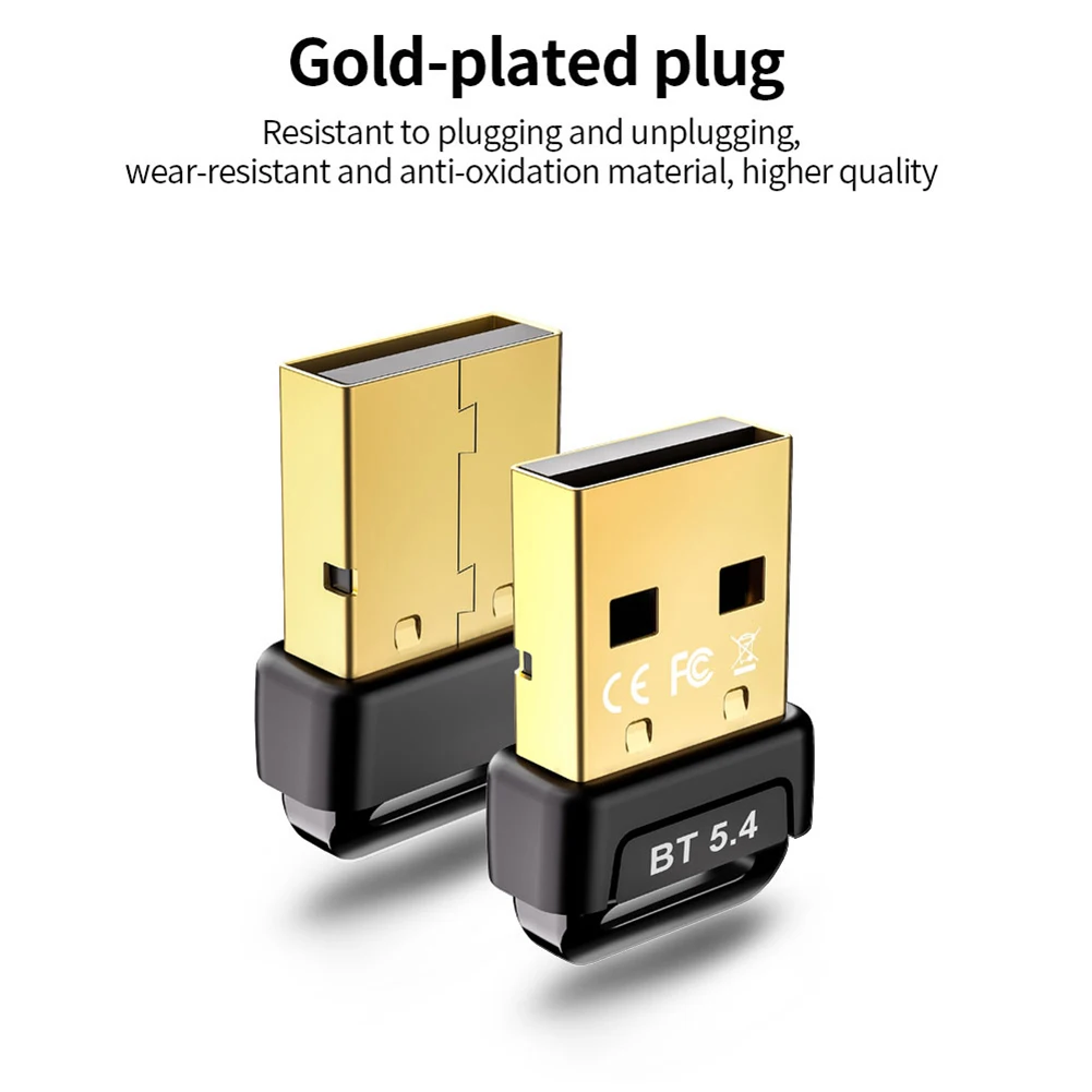 Adaptador USB Bluetooth 5,4, transmisor receptor inalámbrico BT, Dongle inalámbrico Plug & Play para PC, ratón, teclado, altavoces, auriculares - imagen 2