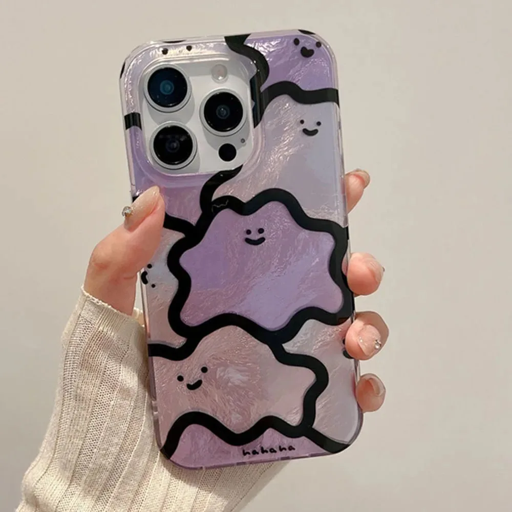 Funda de teléfono transparente 3D con bonito fantasma púrpura para iPhone 16 Pro Max 11 12 13 14 15 X XS XR 7 8 16 Plus SE 2020 con funda suave con soporte - imagen 4