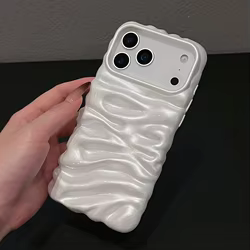 Funda con textura de helado de burbujas 3D, color blanco perla, para iPhone 16, 13, 14, 17 Pro Max 15 Plus, funda trasera de teléfono de TPU suave y elegante