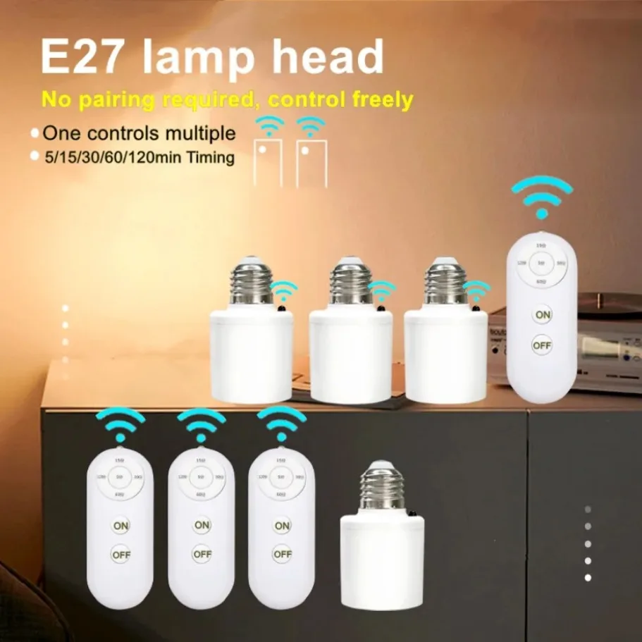 Mehrere Steuerungen E27 Drahtlose Fernbedienung Smart Timer Schalter Lampe Halter 110V 220V Multi Licht Timer Schalter für Zimmer Schlafzimmer - imagen 2