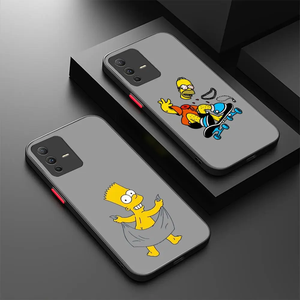 Funda de Anime de Los Simpsons, carcasa bonita y divertida para VIVO V25, V23, V23E, V21, V21E, V20, X70, X60, X60T, X50, S21, Y73, IQOO NEO 7, 5, 3 PRO PLUS - imagen 2
