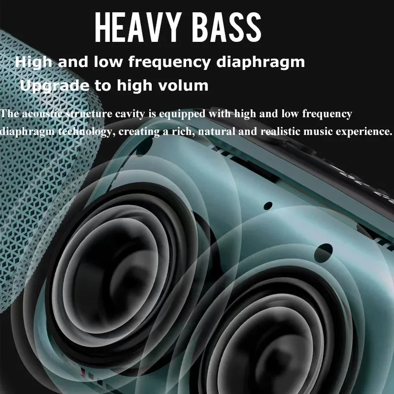 Mini Radio FM portátil para exteriores, grabadora de altavoz Bluetooth de graves pesados con pantalla LED, manos libres inalámbricas, reproductor de música MP3 USB TF - imagen 3