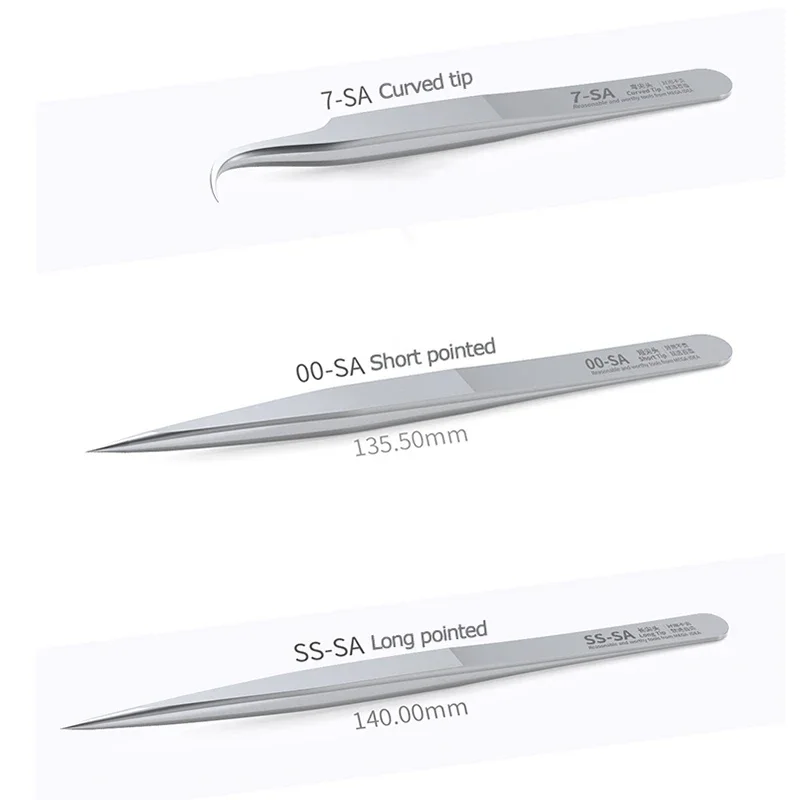 QIANLI-Pinzas de acero inoxidable no magnéticas para reparación de teléfonos móviles, Herramientas de sujeción de alambre volador, placa base, alta dureza, MEGA-IDEA - imagen 3