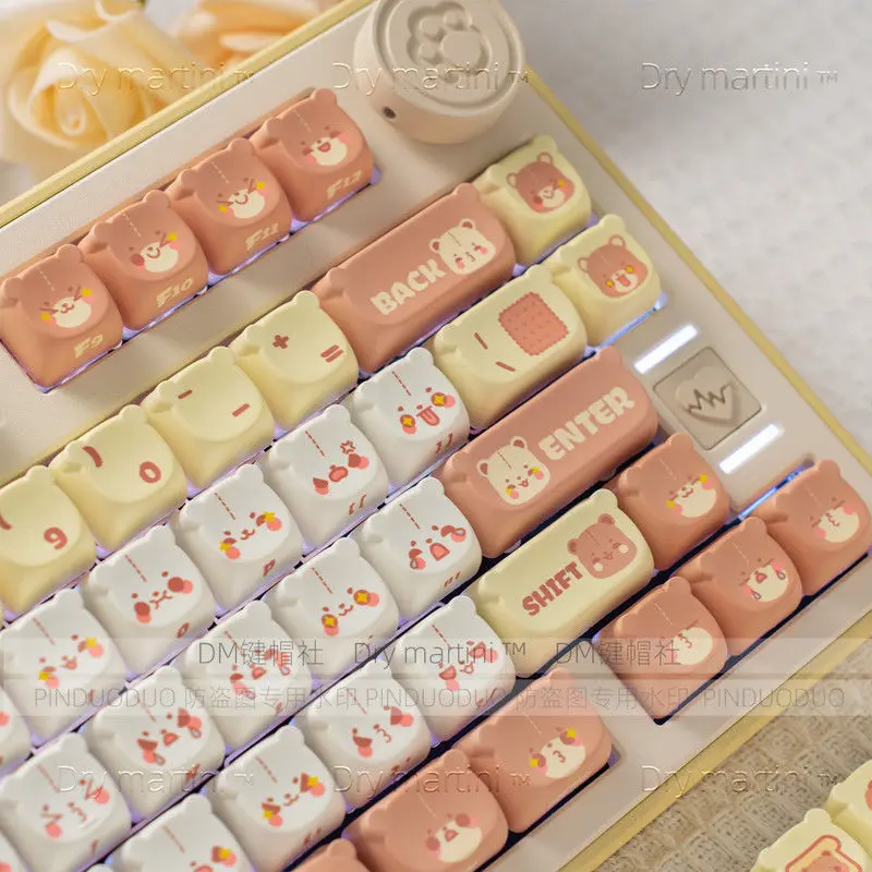 Teclas con tema de osito, juego de teclas bonitas, tapa de tecla PBT, regalo personalizado, tapa de teclado mecánico de sublimación EAO - imagen 3