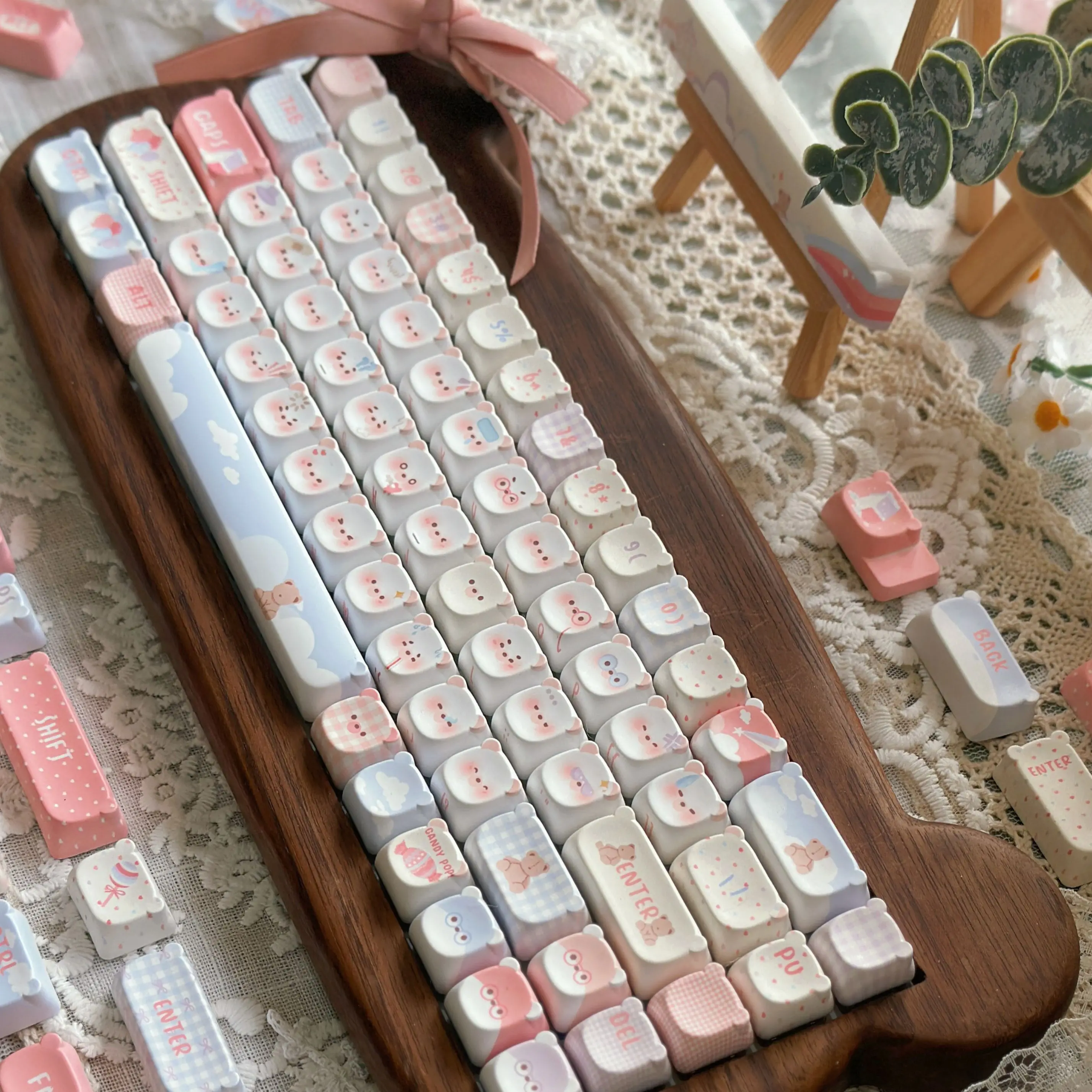 Teclas de oso arcoíris, Material Eao Pbt, bonitas teclas para teclado mecánico Aula F75/F99 - imagen 5