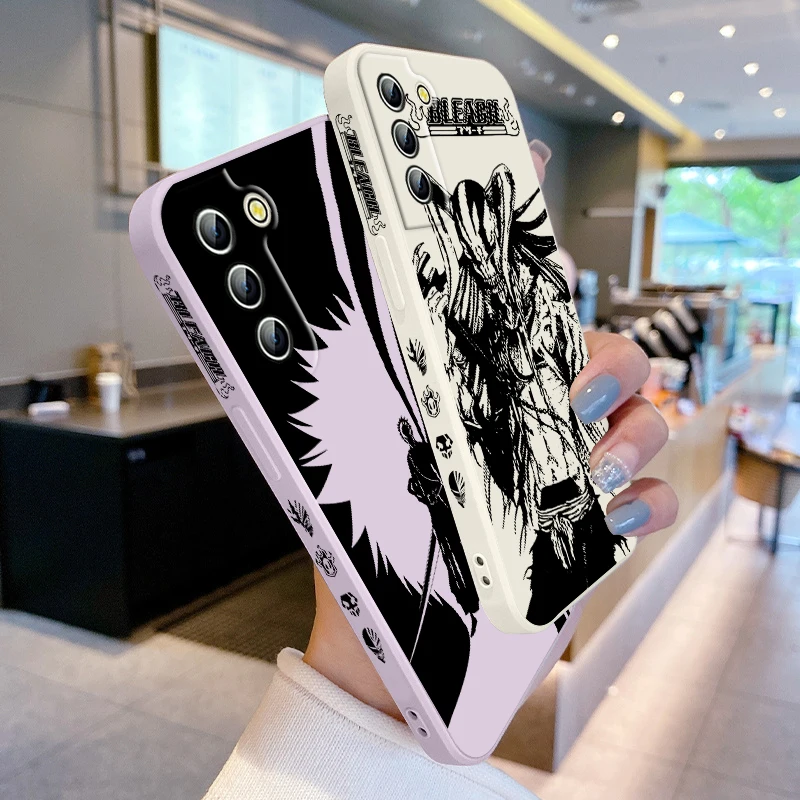 Funda de teléfono Anime BLEACH Kurosaki Ichigo para Samsung Galaxy S24, S23, S22, S21, S20 Pro FE Plus, Ultra Liquid Left Rope Cover - imagen 3