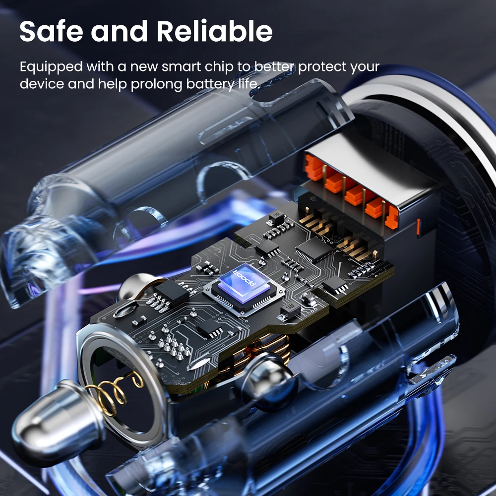 Toocki 60W USB C cargador de coche QC4.0 PD3.0 5A carga rápida tipo C cargador de teléfono de coche PD30W para iPhone 14 13 Samsung Xiaomi Huawei - imagen 5
