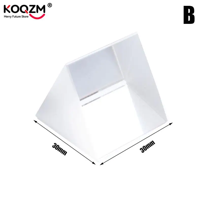 Prisma Triangular de cristal arcoíris para niños, Prisma fotográfico de Color, experimento de luz física, 30x30x30x30mm