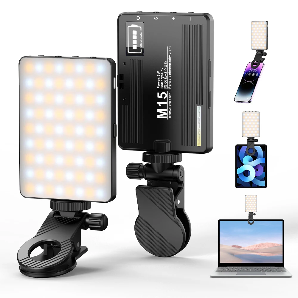Luz de relleno para Selfie para teléfono inteligente, 2500K-9000K, transmisión en vivo para videoconferencia, luz LED portátil para teléfono móvil, IPad, cámara portátil - imagen 2