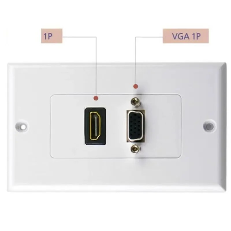 Panel VGA Compatible con HDMI, enchufe de pared directo sin soldadura, toma de ordenador de alta definición, puerto Dual, 115x70mm - imagen 4