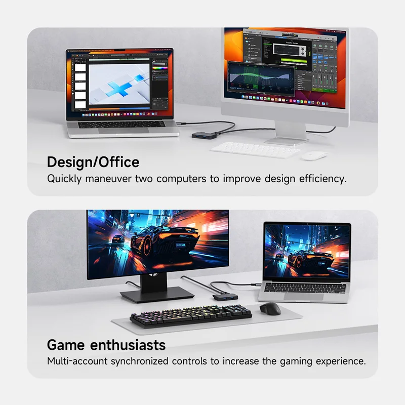 Hagibis USB 3.0 Switch 2 ordenadores que compiten dispositivos USB C y A KM Selector de interruptor para PC Escáner Ratón Teclado USB Switch Hub - imagen 5