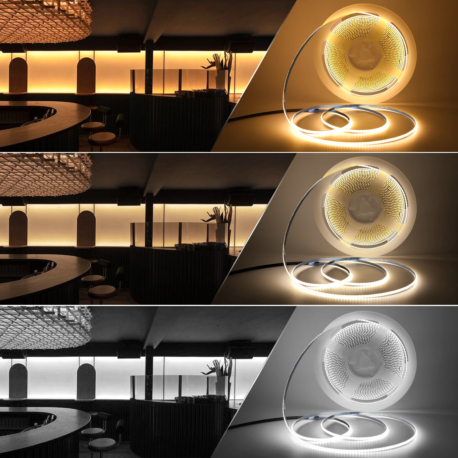 Tira de luces Led COB USB de 5V, 3mm PCB, 320LEDs/m, cinta Flexible, lámpara de noche, rojo, azul, blanco, amarillo, verde, retroiluminación de TV lineal regulable - imagen 5