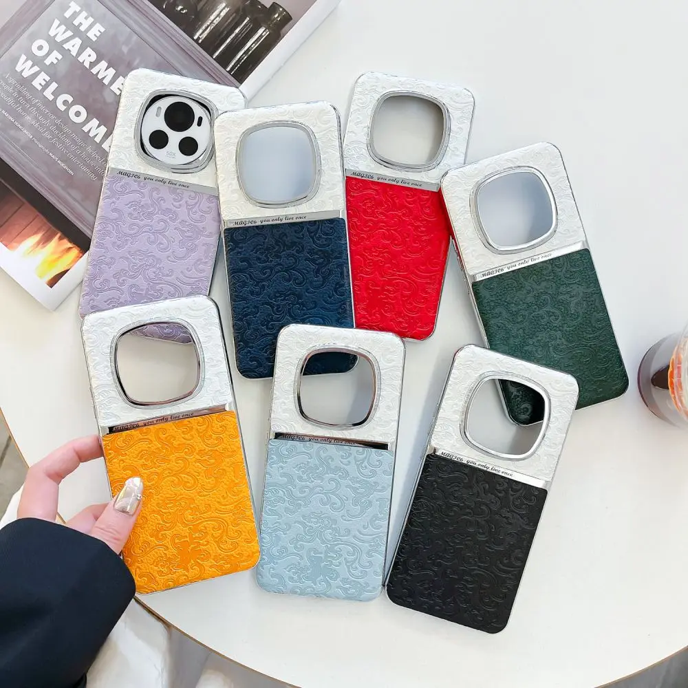 Funda trasera protectora de empalme para Huawei Honor Magic 6 5 Pro, carcasa de cubierta completa de PU dura de lujo para Honor Magic6 6Pro 5 - imagen 2