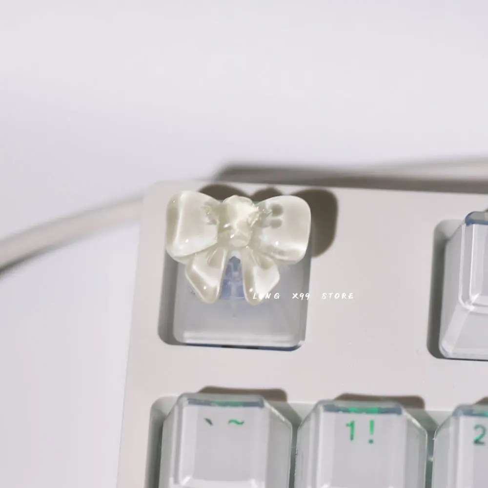 Anime dibujos animados translúcido Rosa púrpura arco lindo ESC Keycap chica regalo para Cherry MX Switch juego retroiluminación Teclado mecánico tapa - imagen 4