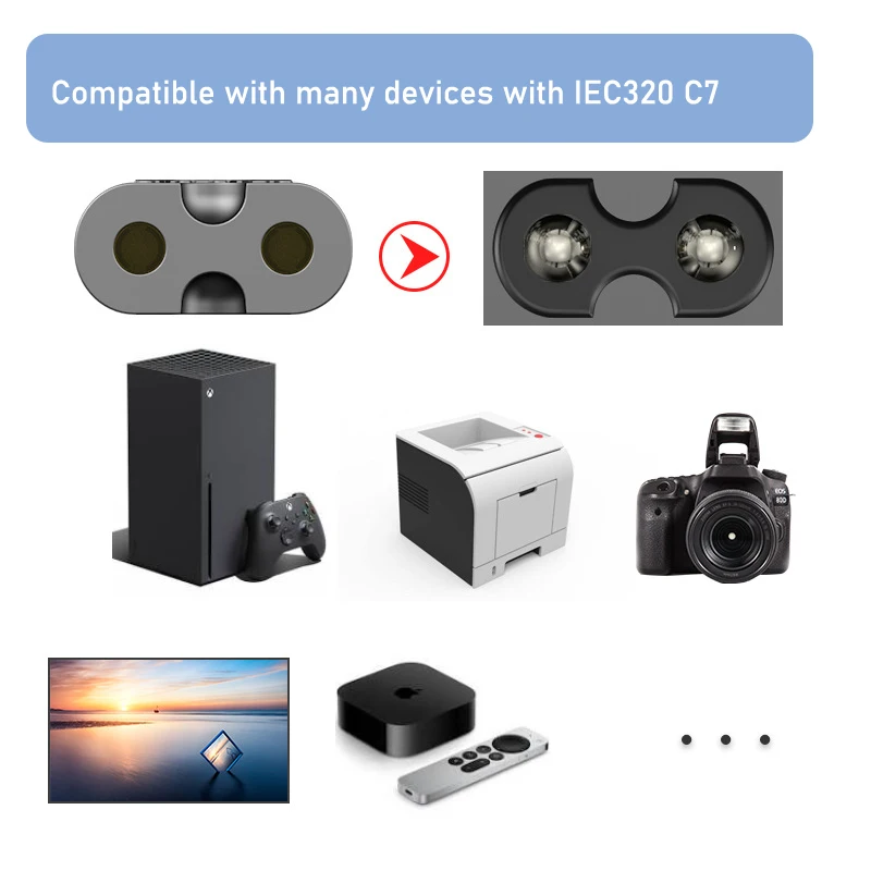 Cable de alimentación de la UE Cable de alimentación de TV en ángulo Cable de alimentación de CA de la UE en ángulo para Samsung TV PS5 PS4 Xbox impresoras Cámara Conductor de cobre - imagen 3