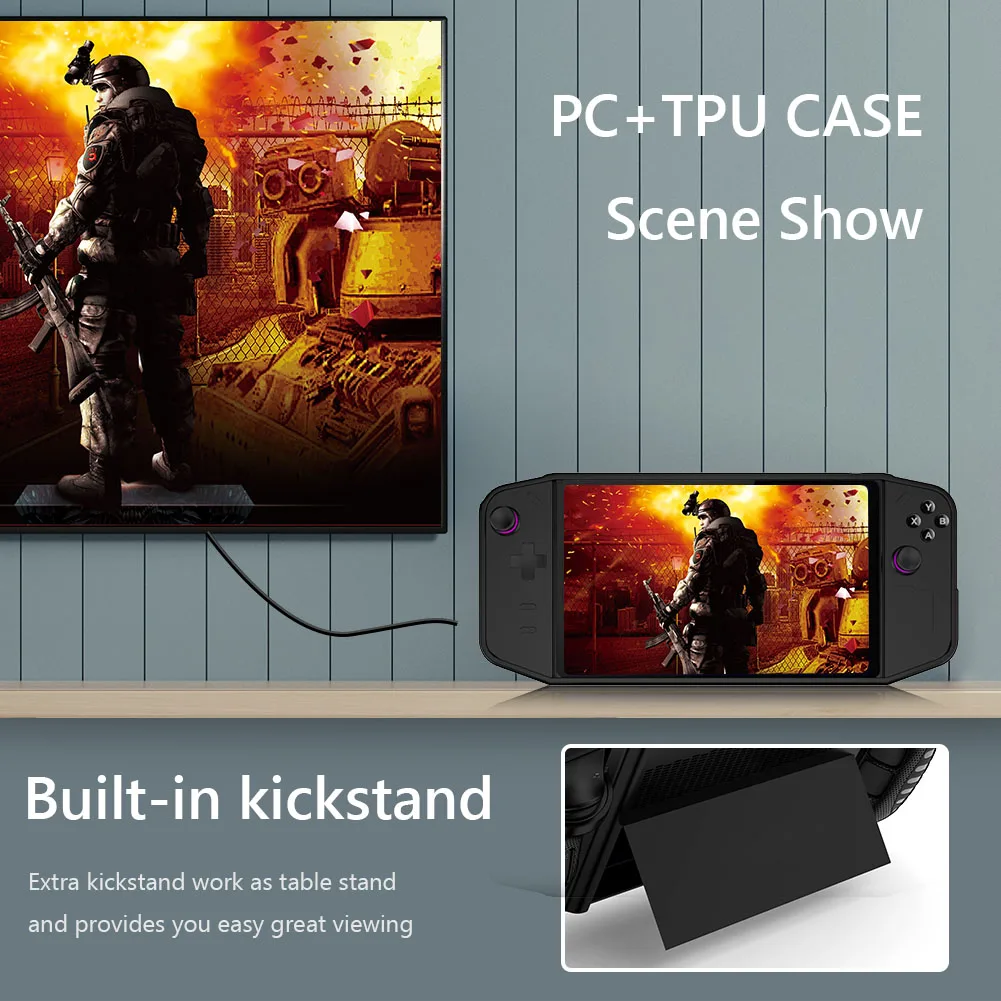 Funda protectora de TPU para Lenovo Legion GO, funda protectora a prueba de golpes para Legion GO con soporte, accesorios - imagen 3