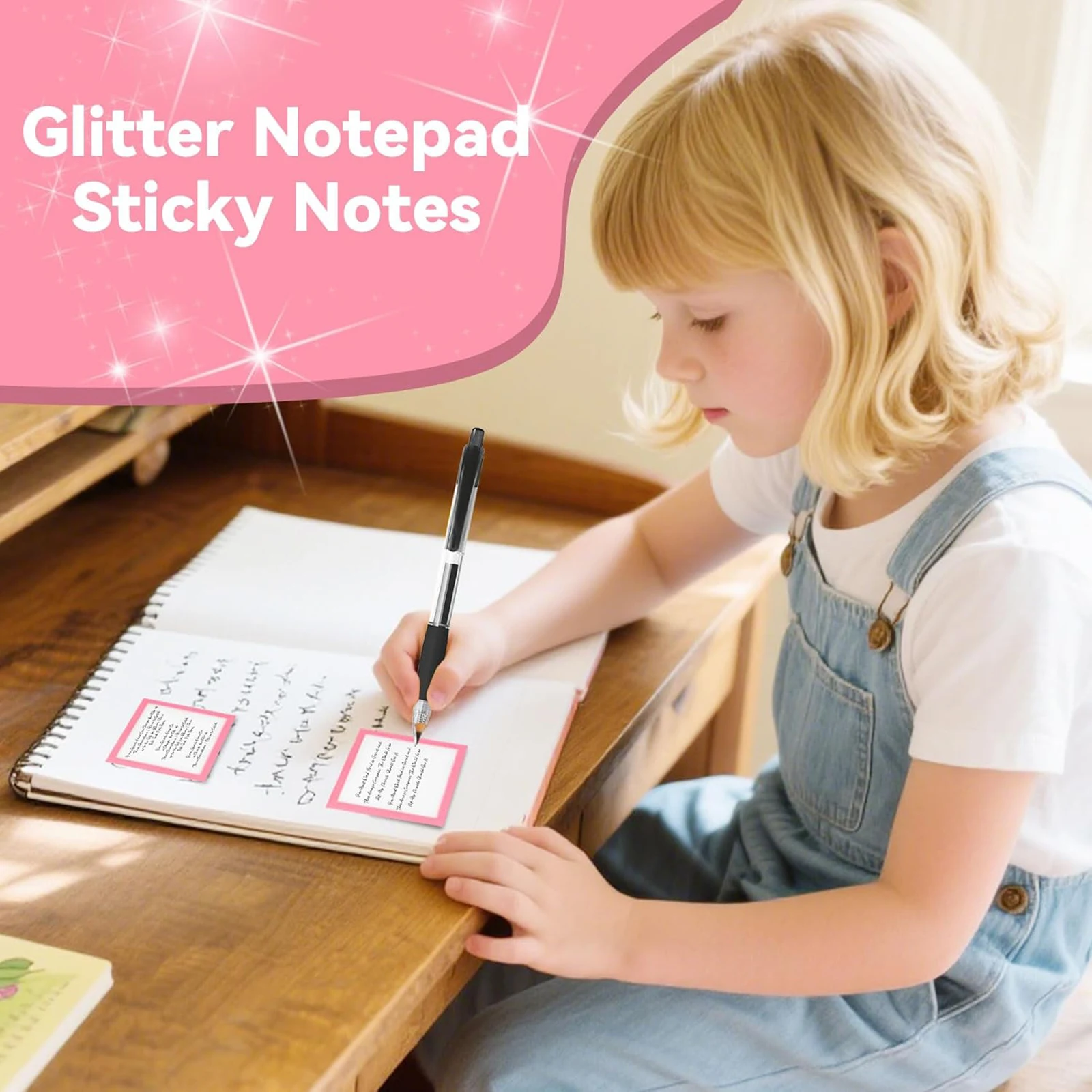 Notas adhesivas brillantes, Bloc de notas adhesivas con purpurina, notas adhesivas transparentes, notas autoadhesivas para papel, vidrio y plástico