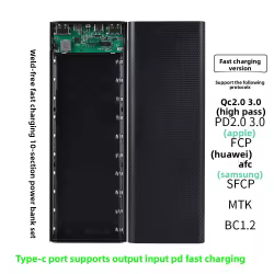 Caja Baterías 18650 10 Celdas DIY – 2USB Tipo-C Micro Carga Rápida