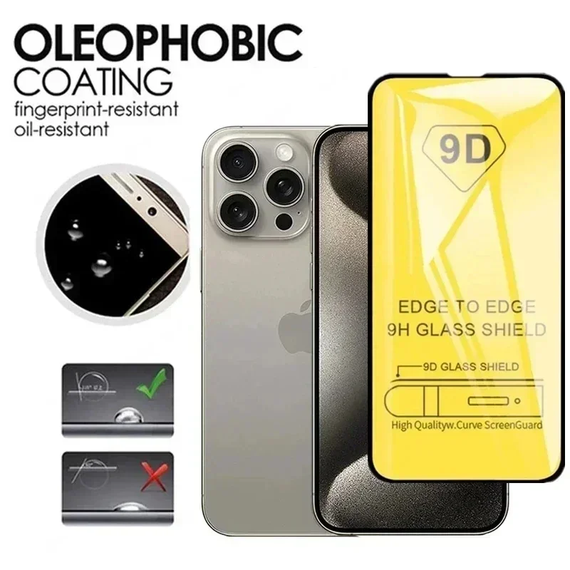 5 uds 9D vidrio Protector para iPhone17 16 15 14 11 12 Pro Max Mini 7 Plus Protector de pantalla para iPhone XS MAX X XR vidrio templado - imagen 4