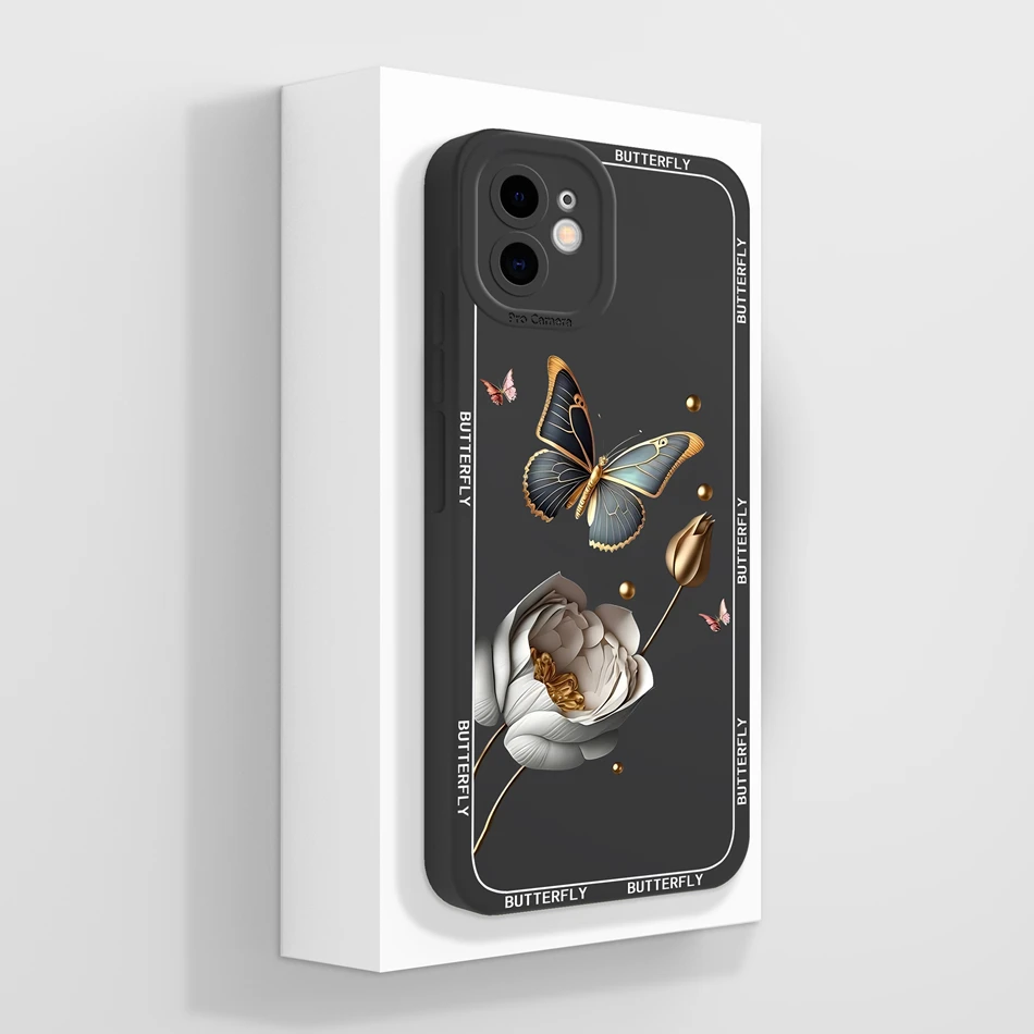 Para iPhone 11 Pro Max Funda de lujo mariposa suave silicona líquida anticaída Funda de teléfono de alta calidad para iPhone11 Capa ligera - imagen 5
